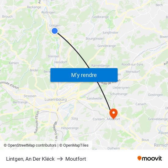 Lintgen, An Der Kléck to Moutfort map