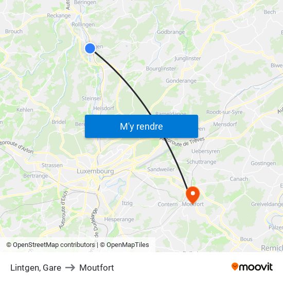 Lintgen, Gare to Moutfort map
