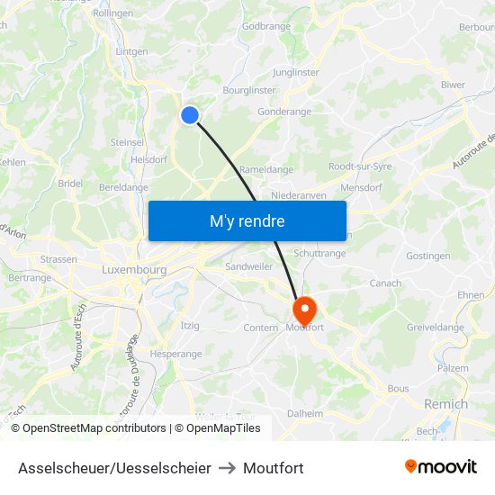Asselscheuer/Uesselscheier to Moutfort map
