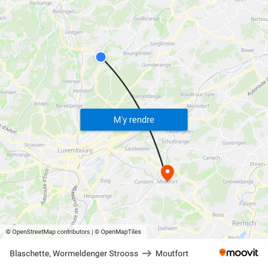 Blaschette, Wormeldenger Strooss to Moutfort map