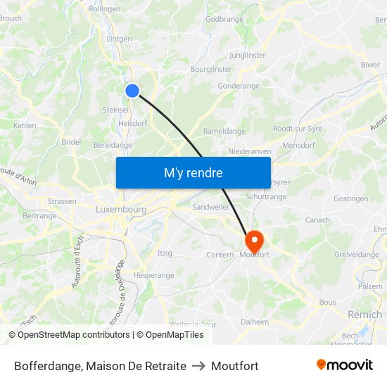 Bofferdange, Maison De Retraite to Moutfort map
