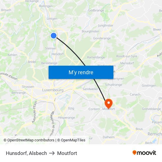 Hunsdorf, Alsbech to Moutfort map
