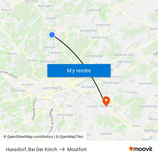 Hunsdorf, Bei Der Kiirch to Moutfort map