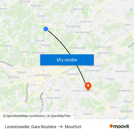 Lorentzweiler, Gare Routière to Moutfort map