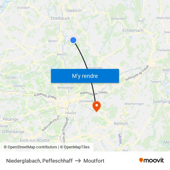 Niederglabach, Peffeschhaff to Moutfort map