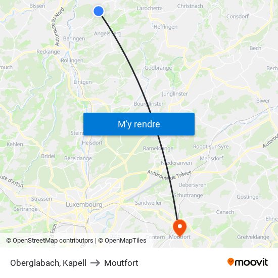 Oberglabach, Kapell to Moutfort map