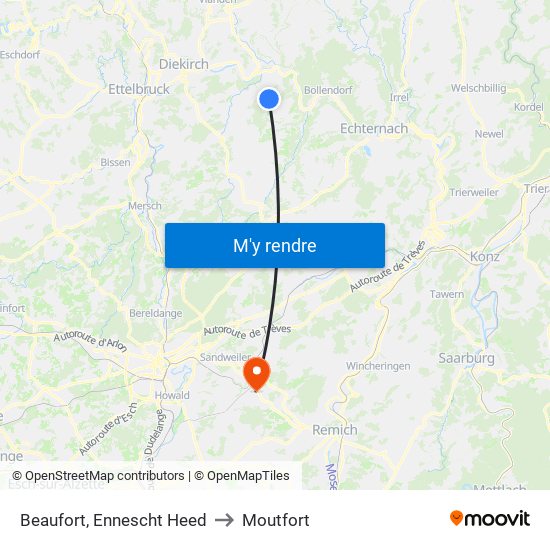 Beaufort, Ennescht Heed to Moutfort map