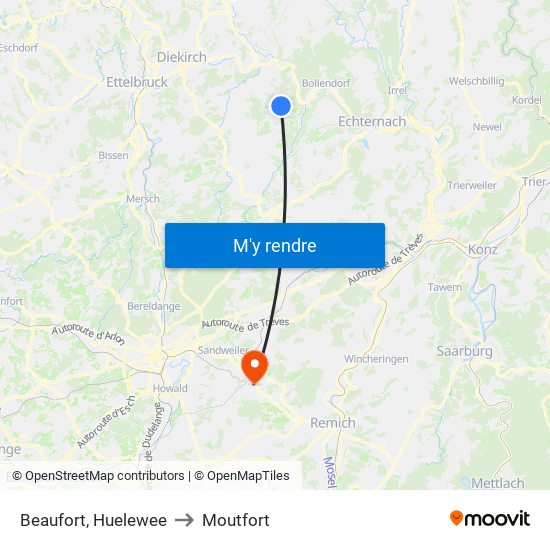 Beaufort, Huelewee to Moutfort map