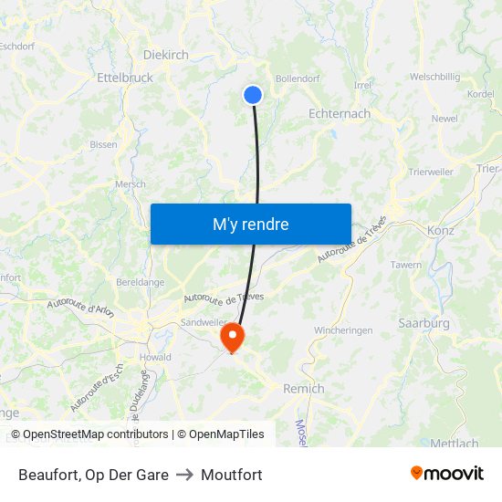 Beaufort, Op Der Gare to Moutfort map