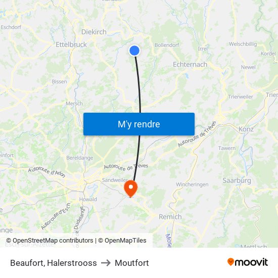 Beaufort, Halerstrooss to Moutfort map