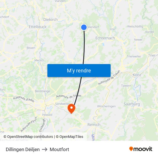 Dillingen Déiljen to Moutfort map