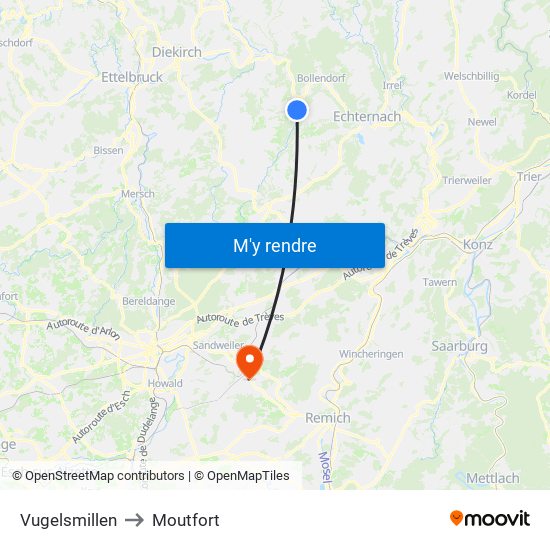 Vugelsmillen to Moutfort map