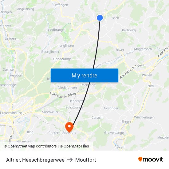 Altrier, Heeschbregerwee to Moutfort map