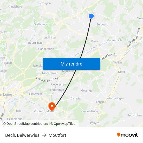 Bech, Béiwerwiss to Moutfort map