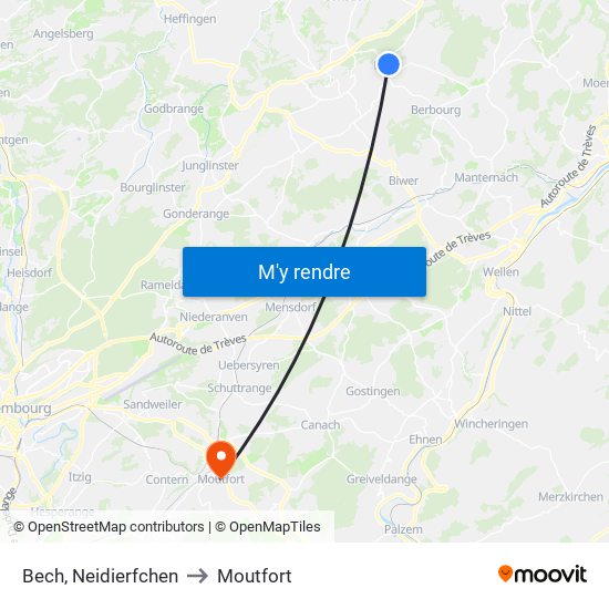 Bech, Neidierfchen to Moutfort map
