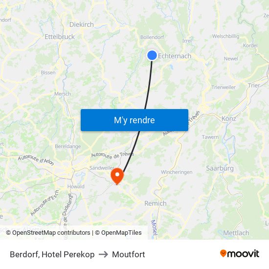 Berdorf, Hotel Perekop to Moutfort map