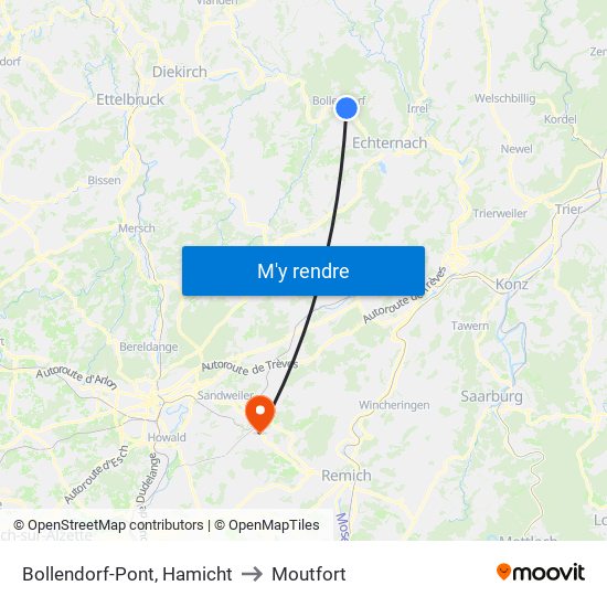 Bollendorf-Pont, Hamicht to Moutfort map