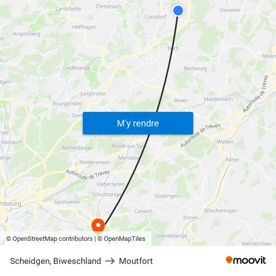 Scheidgen, Biweschland to Moutfort map