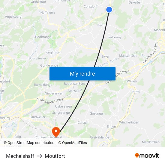 Mechelshaff to Moutfort map