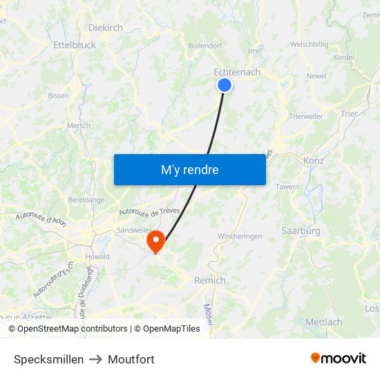 Specksmillen to Moutfort map
