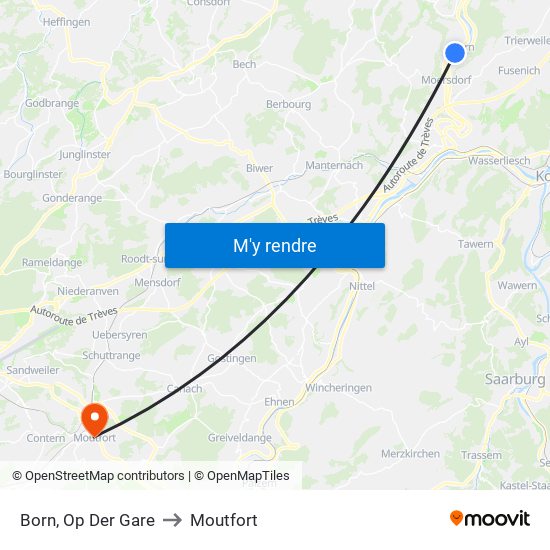 Born, Op Der Gare to Moutfort map