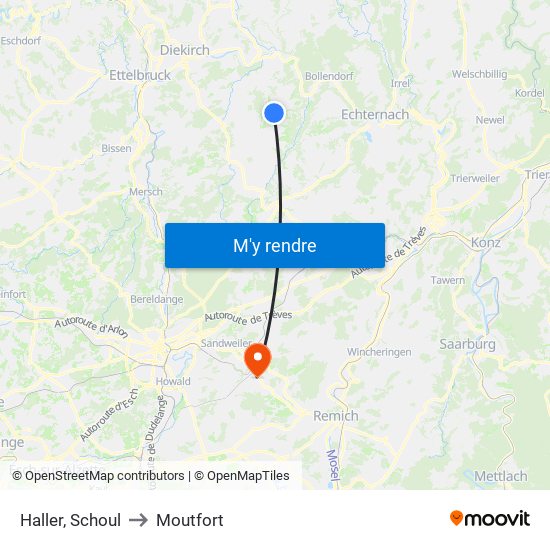 Haller, Schoul to Moutfort map