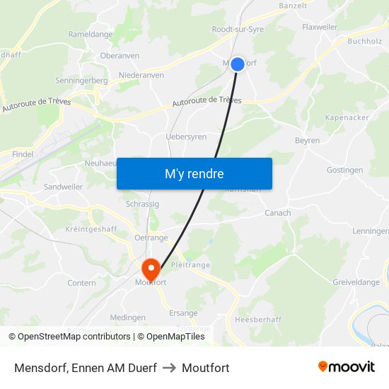 Mensdorf, Ennen AM Duerf to Moutfort map