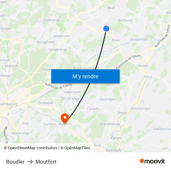 Boudler to Moutfort map