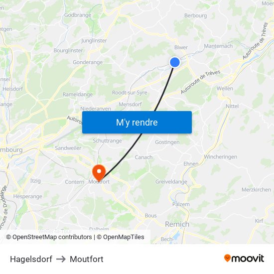 Hagelsdorf to Moutfort map