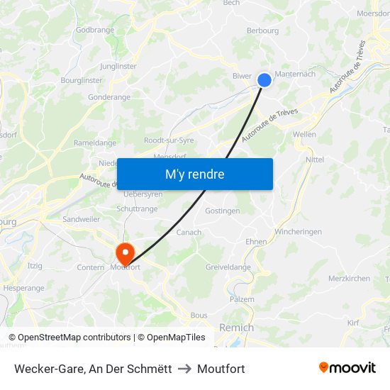Wecker-Gare, An Der Schmëtt to Moutfort map