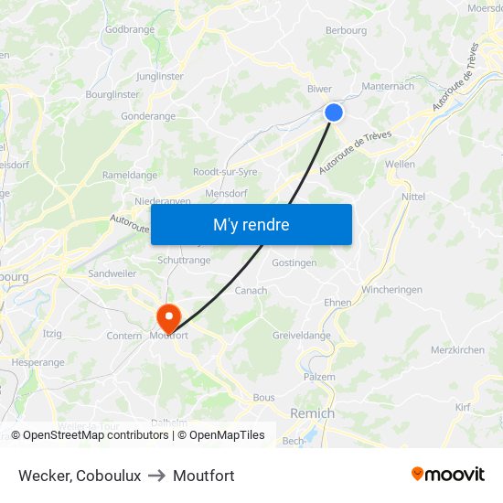 Wecker, Coboulux to Moutfort map