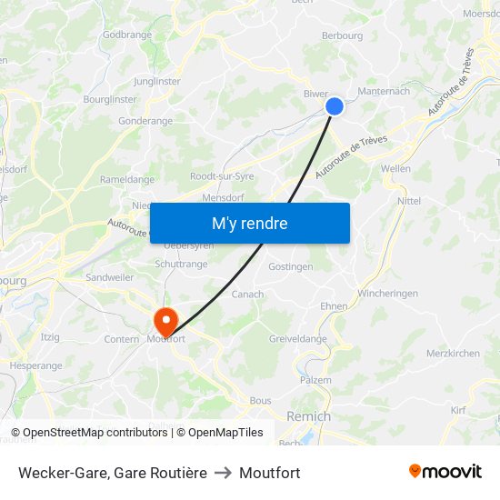 Wecker-Gare, Gare Routière to Moutfort map