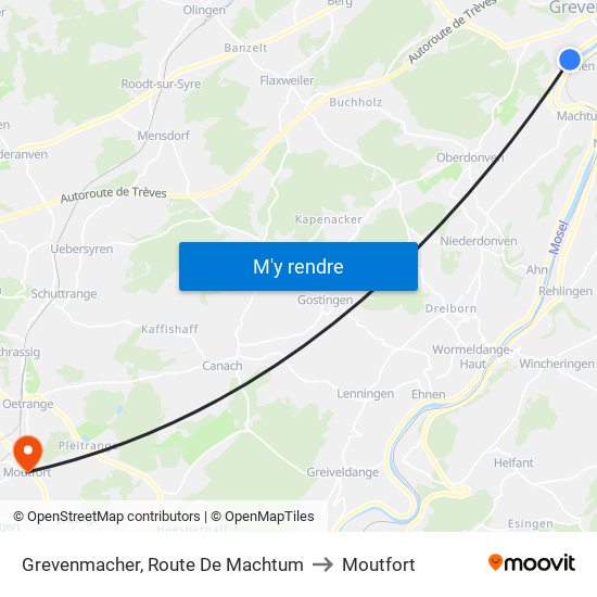Grevenmacher, Route De Machtum to Moutfort map