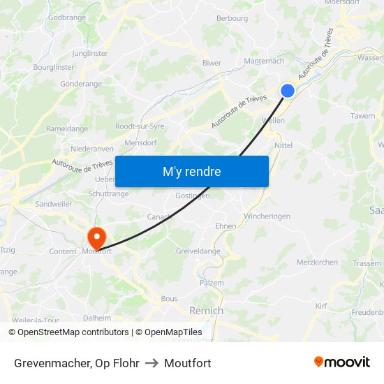 Grevenmacher, Op Flohr to Moutfort map