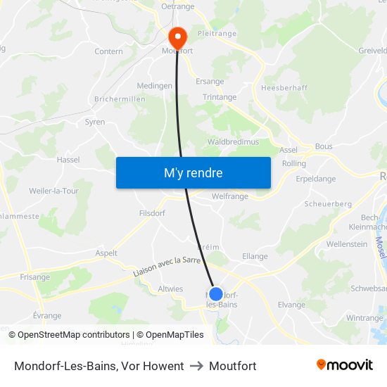 Mondorf-Les-Bains, Vor Howent to Moutfort map