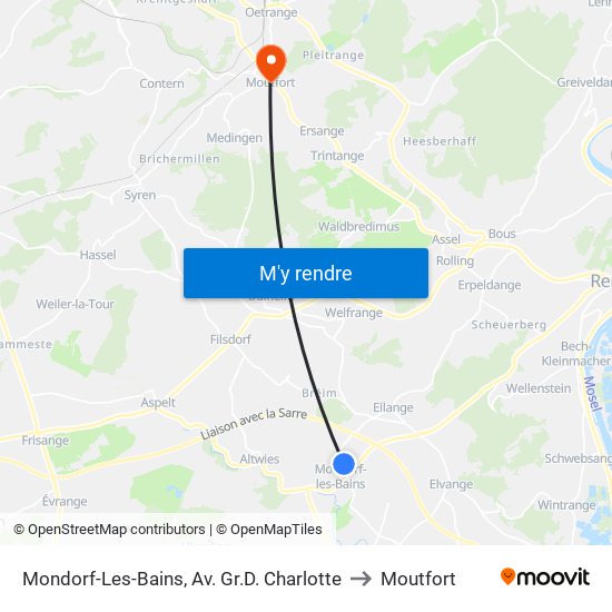 Mondorf-Les-Bains, Av. Gr.D. Charlotte to Moutfort map