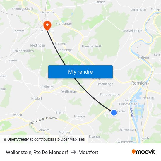 Wellenstein, Rte De Mondorf to Moutfort map