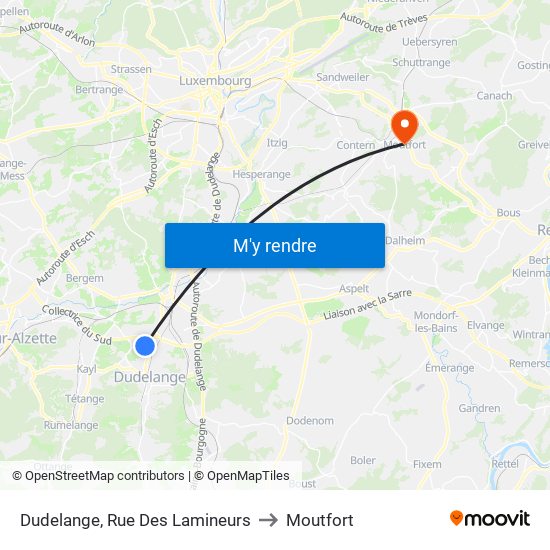 Dudelange, Rue Des Lamineurs to Moutfort map