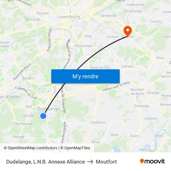 Dudelange, L.N.B. Annexe Alliance to Moutfort map