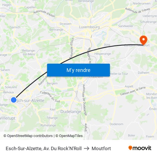 Esch-Sur-Alzette, Av. Du Rock'N'Roll to Moutfort map