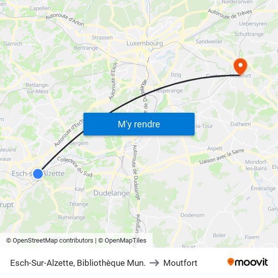 Esch-Sur-Alzette, Bibliothèque Mun. to Moutfort map