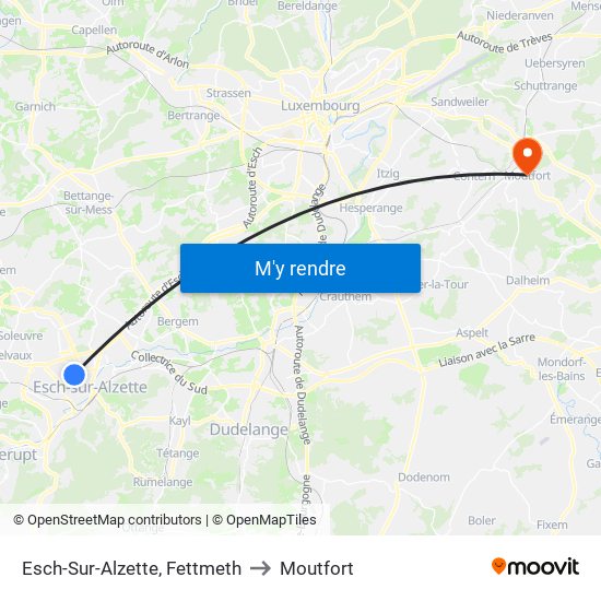 Esch-Sur-Alzette, Fettmeth to Moutfort map