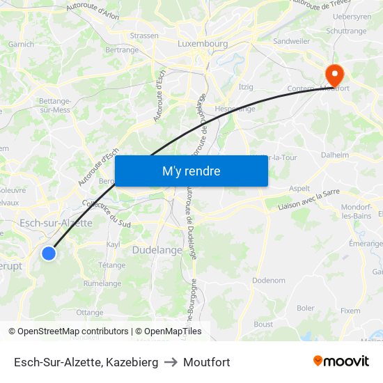 Esch-Sur-Alzette, Kazebierg to Moutfort map