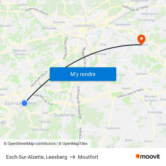 Esch-Sur-Alzette, Leesberg to Moutfort map