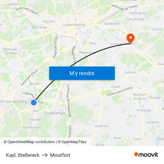 Kayl, Stellwierk to Moutfort map