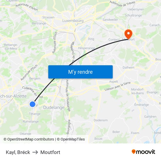 Kayl, Bréck to Moutfort map