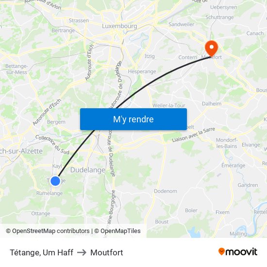 Tétange, Um Haff to Moutfort map