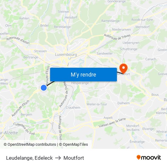 Leudelange, Edeleck to Moutfort map