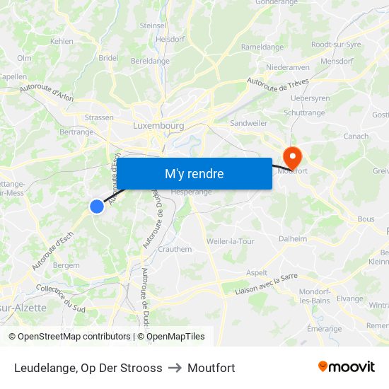 Leudelange, Op Der Strooss to Moutfort map