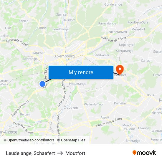 Leudelange, Schaefert to Moutfort map